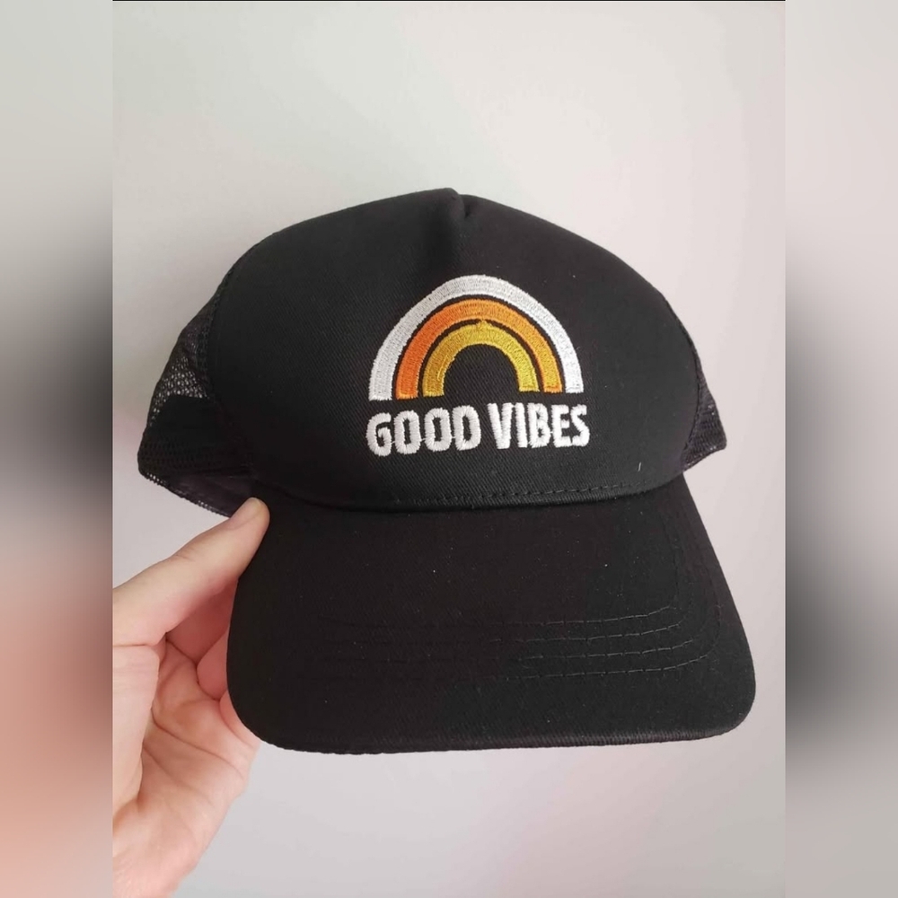 2/$14 New 'Good Vibes' Hat Trucker Snapback Adjustable Rainbow Mens Teen Adult
